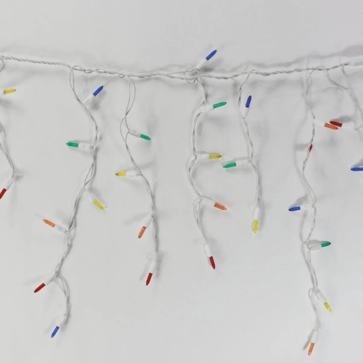 100-light M5 Multicolor LED Icicle Lights, White Wire