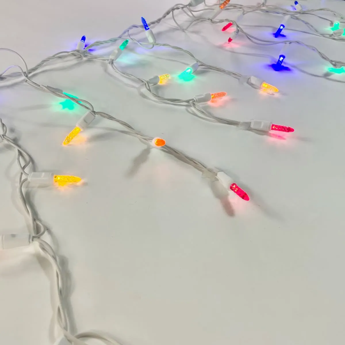 100-light M5 Multicolor LED Icicle Lights, White Wire