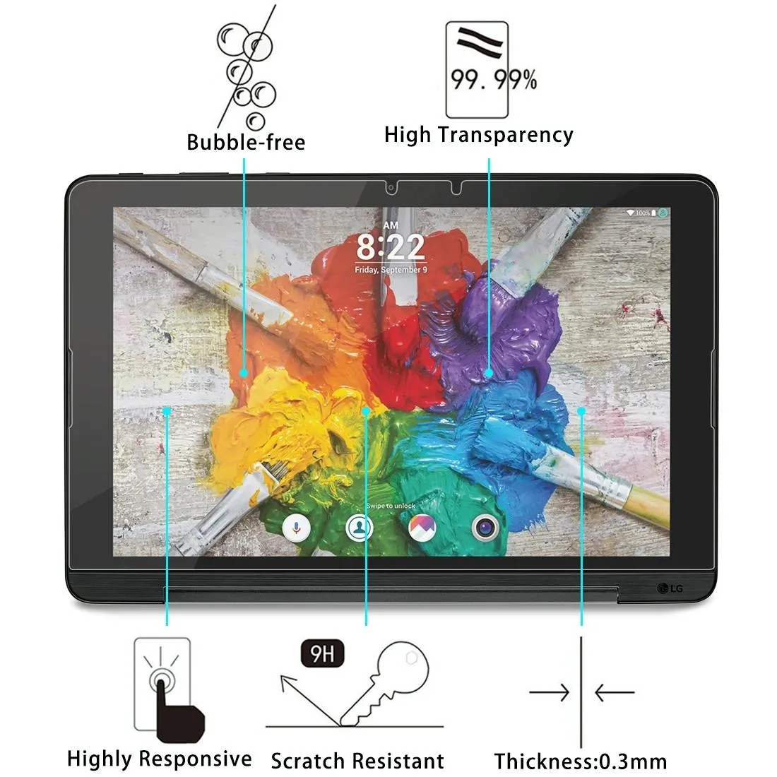 10.1 Lg G Pad Iii Tempered Glass Screen Protector - 9H Hardness
