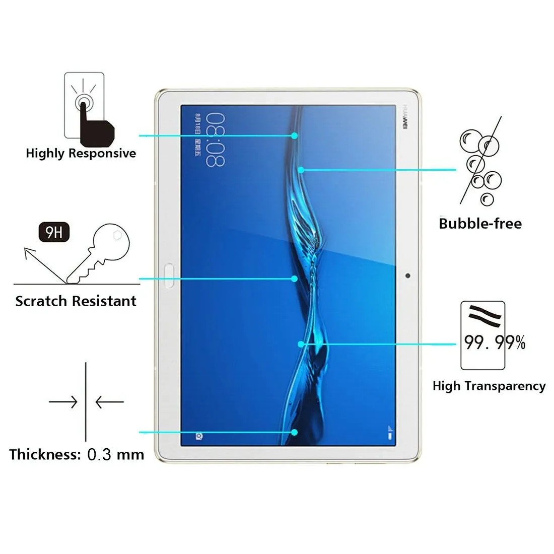 10.1 Tempered Glass Screen Protector For Huawei Mediapad M3 Lite - 9H Hardness
