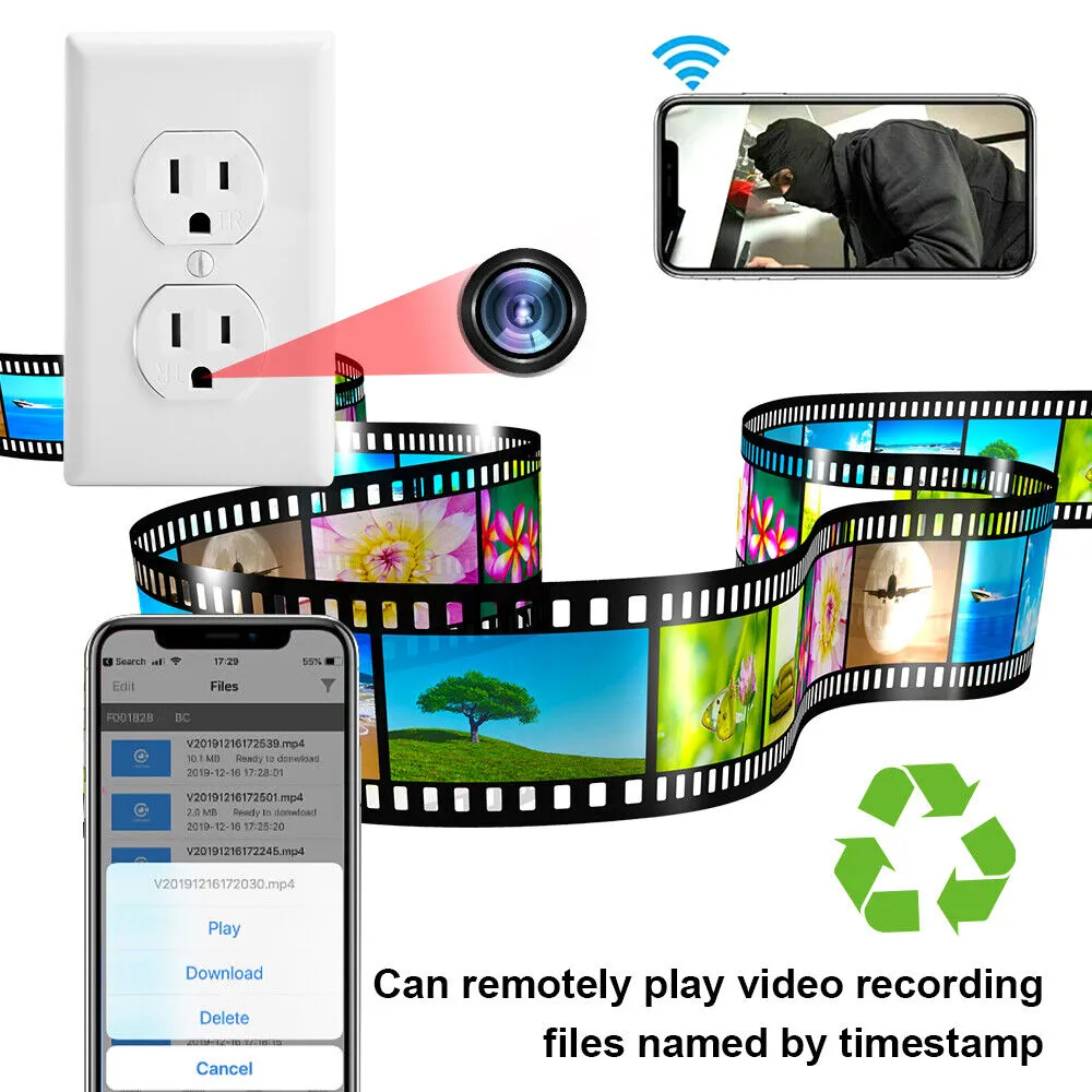 1080P HD Wifi IP Security Camera in AC Wall GFCI SocketOutlet Are Fully Functional