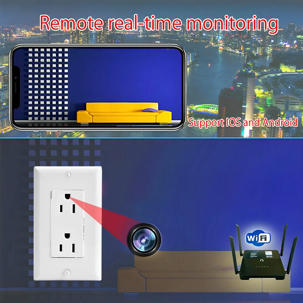 1080P HD Wifi IP Security Camera in AC Wall GFCI SocketOutlet Are Fully Functional