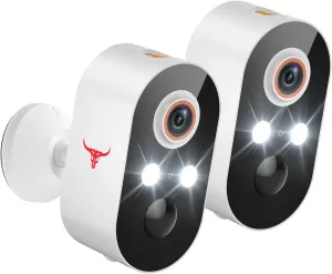1080P Security Camera Wireless Outdoor with 2-Way Talk for Home Security, Low Light Night Vision, PIR Motion Detection, Cloud Storage, Live View Bullet Surveillance Cam (2 Pack)