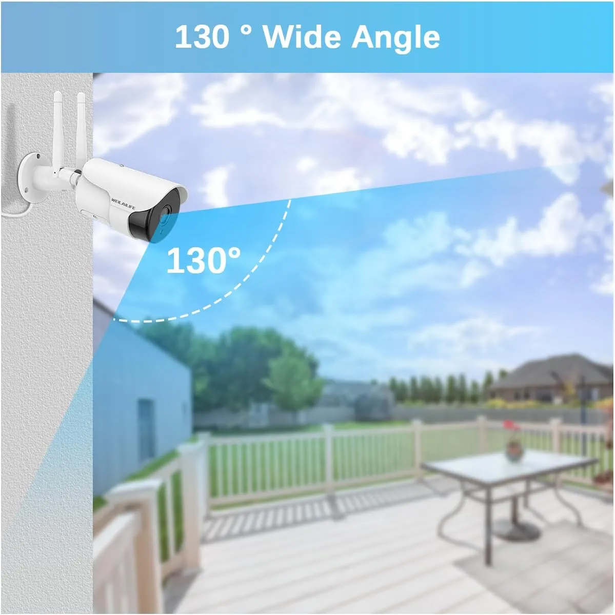 130 Wide-Angle & 2-Way Audio Outdoor Wireless Security Camera System, WiFi Video Surveillance, Home Security Cameras