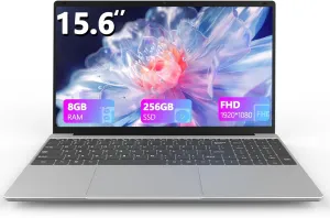 15.6 Inch Laptop, Laptop Computer, Windows 11, 8GB RAM, 256GB SSD, Intel Celeron Quad-Core Processor(Up to 2.9GHz), IPS Full HD Display with, Type-C, Wi-Fi, USB3.2 (15lnch-256)