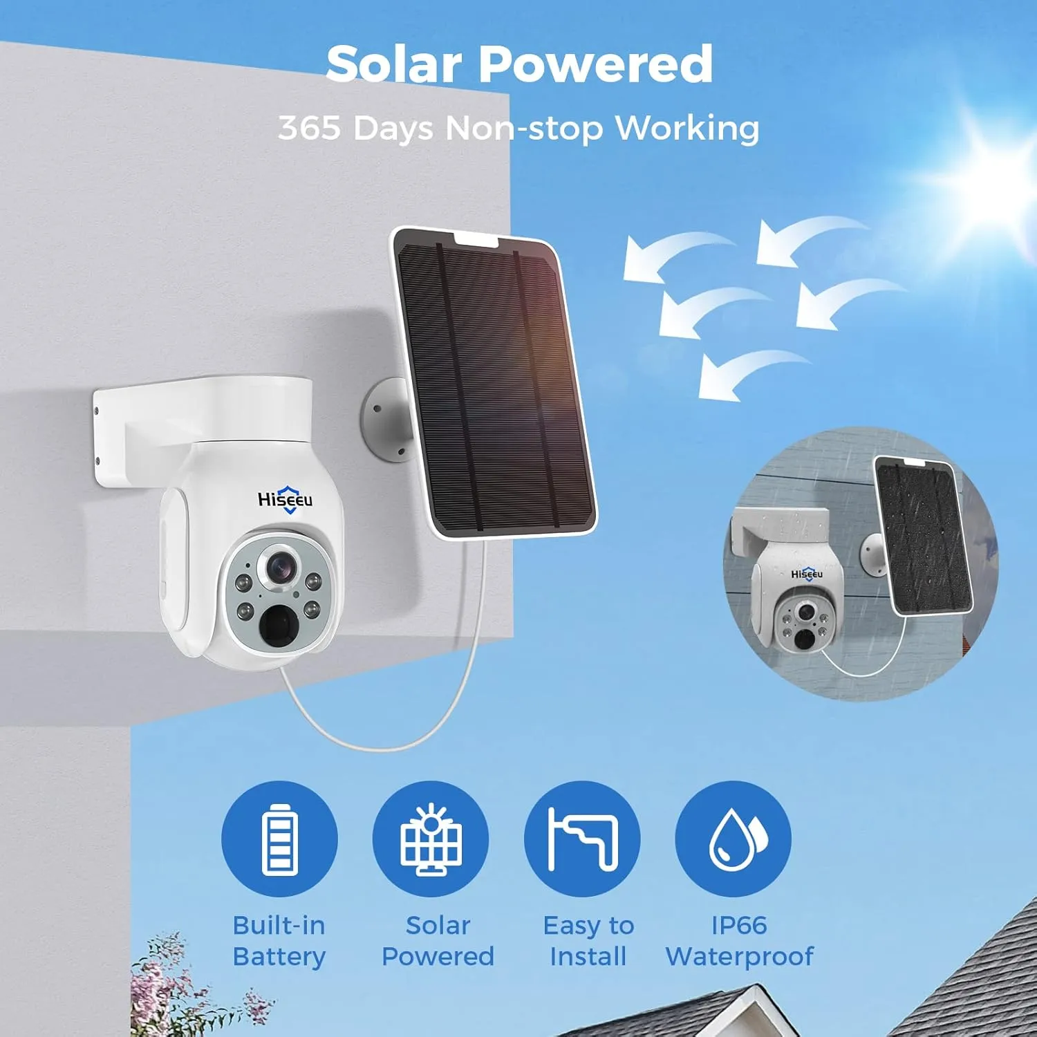 [1TB HDD,4MP Spotlight] Hiseeu Solar Home Security Camera System,PTZ Dome   Bullet Solar Security Cameras Wireless Outdoor,10CH 10 Inch LCD 4K NVR,Smart Human Detection,2-Way Audio,Motion Record