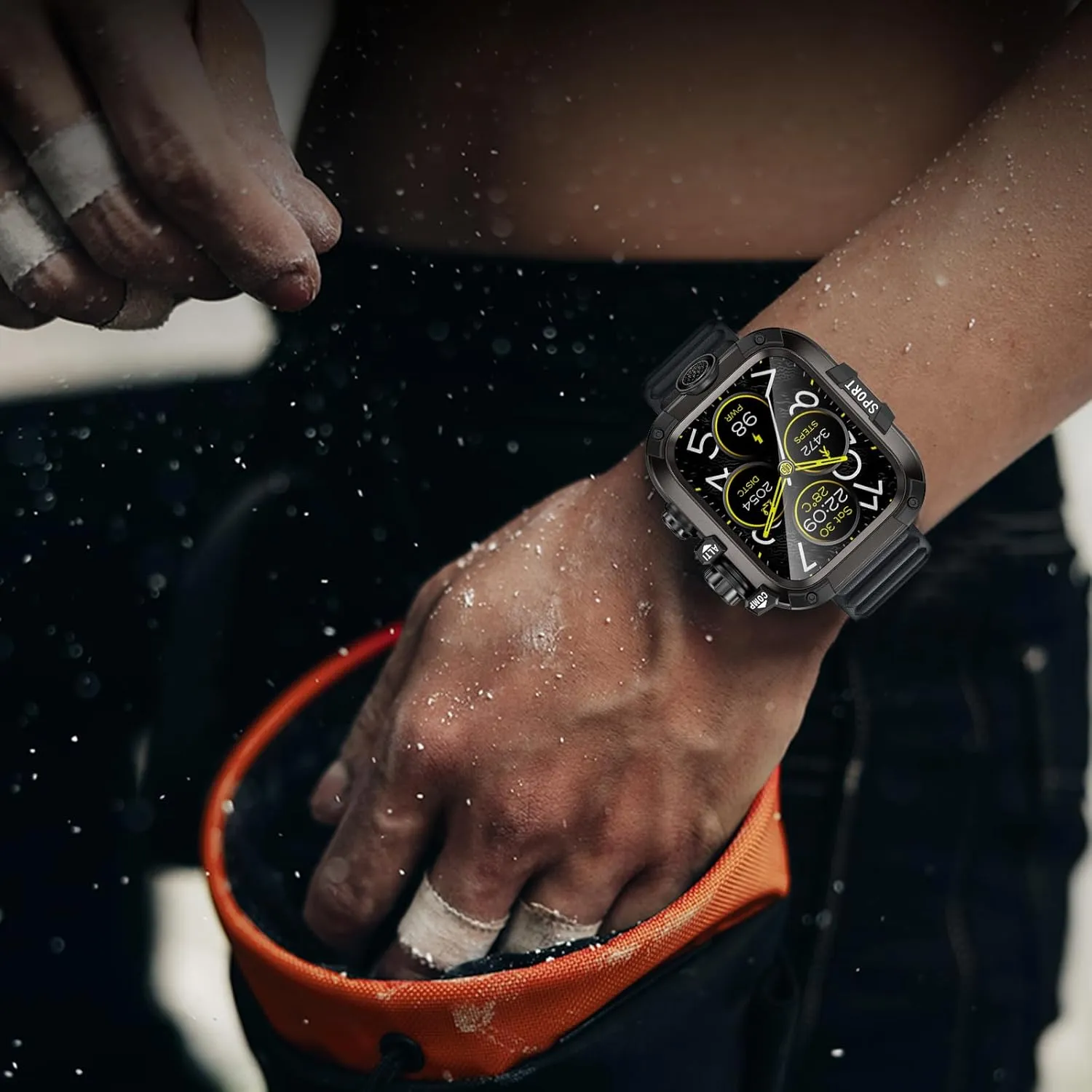 [2 in 1] Goton Metal Waterproof Case for Apple Watch Screen Protector 44mm Series SE 2024 SE 2nd SE 6 5 4, 360 Protective Metal Rugged Face Cover Hard PC Back Cover for iWatch Accessories, Black