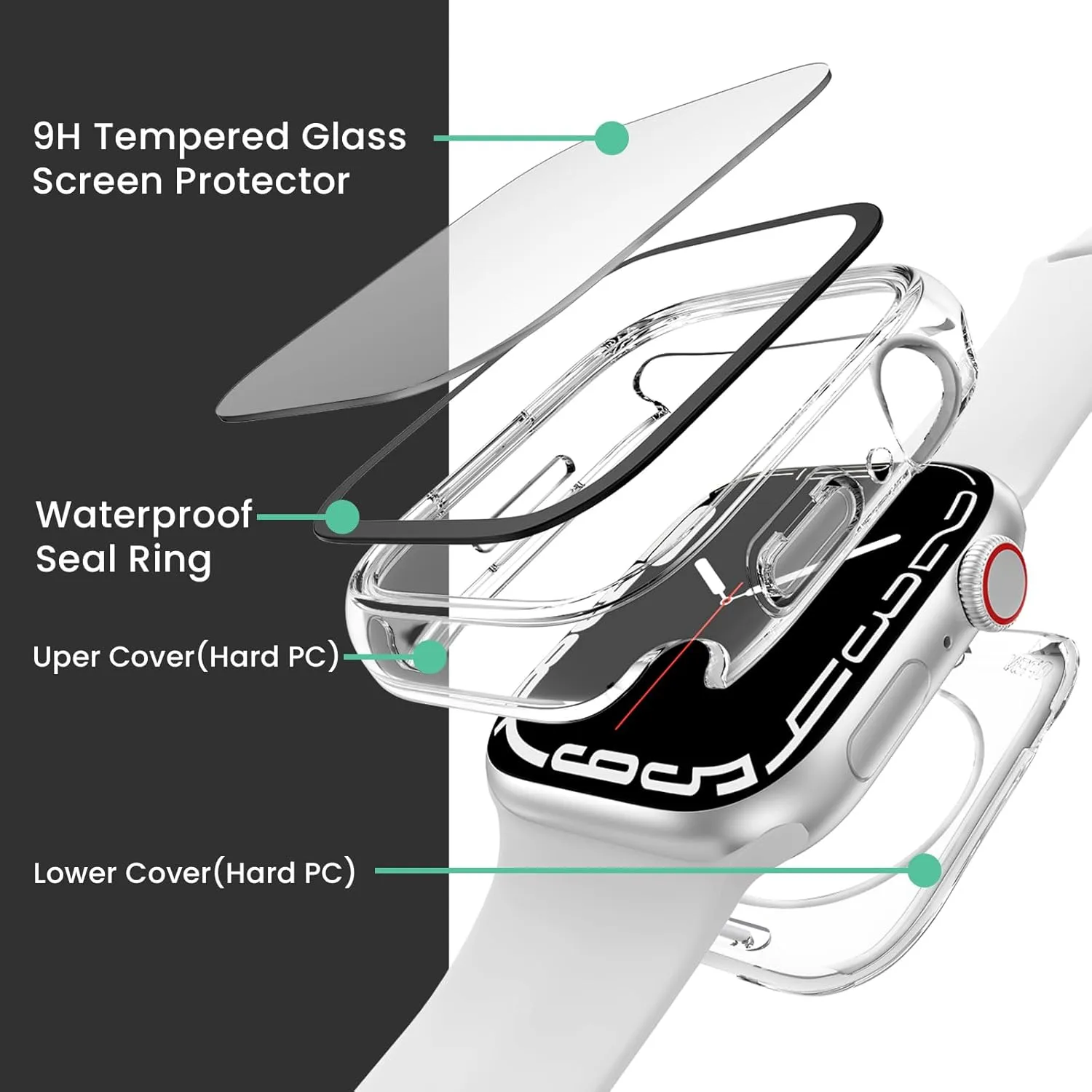 [2 in 1] Goton Waterproof Case for Apple Watch Series 10 9 8 7 SE2 SE 6 5 4 Ultra 2 Ultra 46mm 42mm 45mm 44mm 41mm 40mm 49mm, 360 Hard PC Bumper with Screen Protector for iWatch Cover Accessories