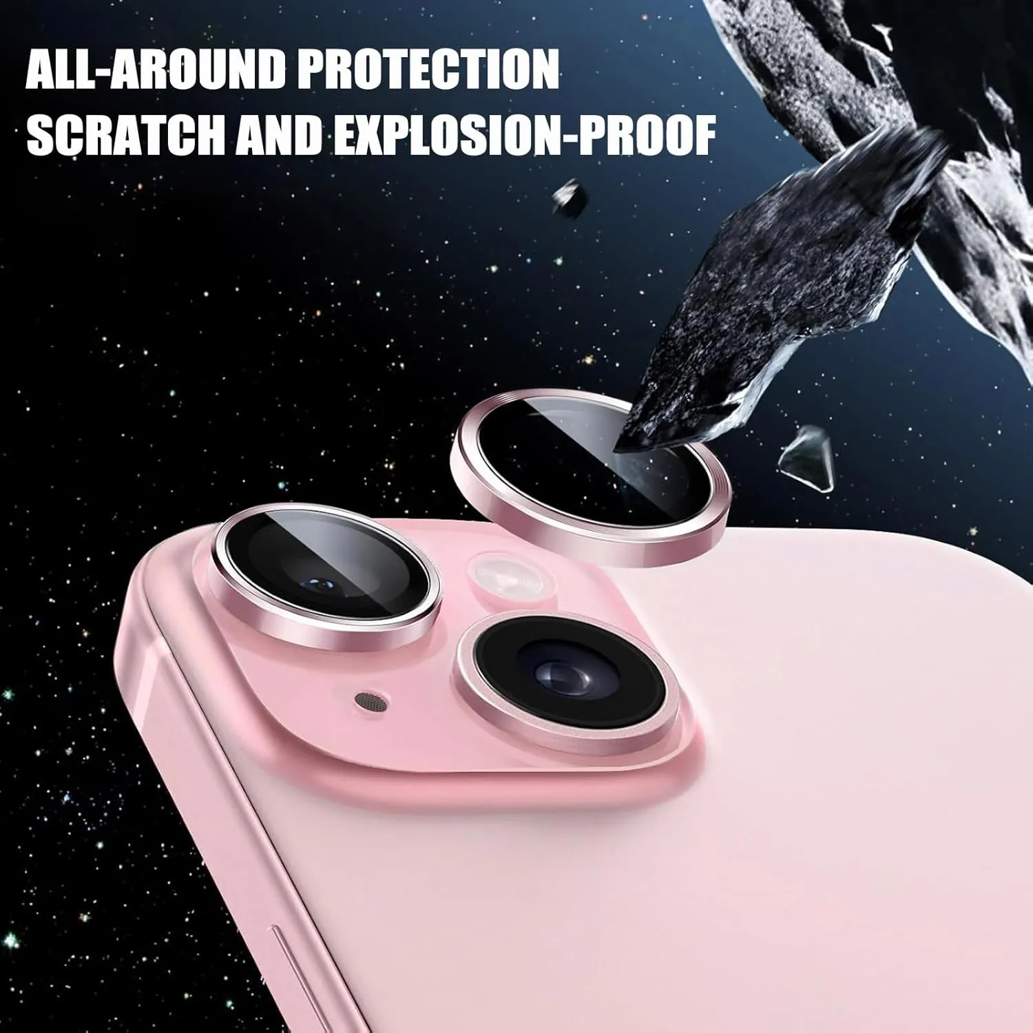 2 Pack Camera Lens Protector for iPhone 14/14 Plus/iPhone 15/iPhone 15 Plus,9H Tempered Glass Scratch Resistant Metal Ring Camera Cover Accessories,Blue