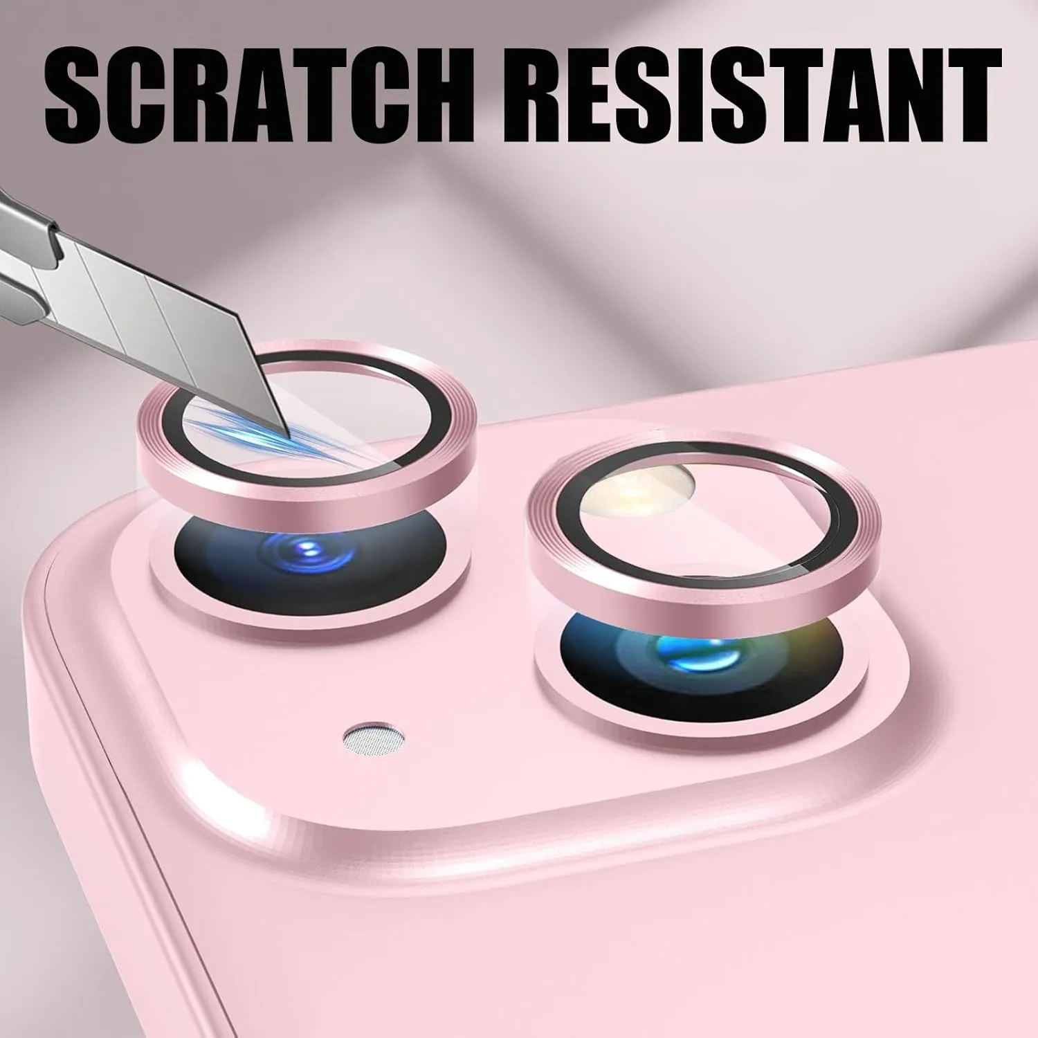2 Pack Camera Lens Protector for iPhone 14/14 Plus/iPhone 15/iPhone 15 Plus,9H Tempered Glass Scratch Resistant Metal Ring Camera Cover Accessories,Blue