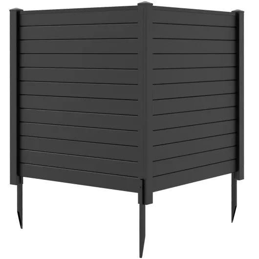 2-Pack Outdoor Picket Fence with 3 Cuspidal Foot Stakes-Black