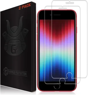 2 Pack Screen Protector for iPhone SE 3 (2022), SE 2 (2020). 9H Tempered Glass Display Cover, Ultra Thin, Touch Responsive, Scratch Resistant, Oleophobic Coating, Phone Case Compatible