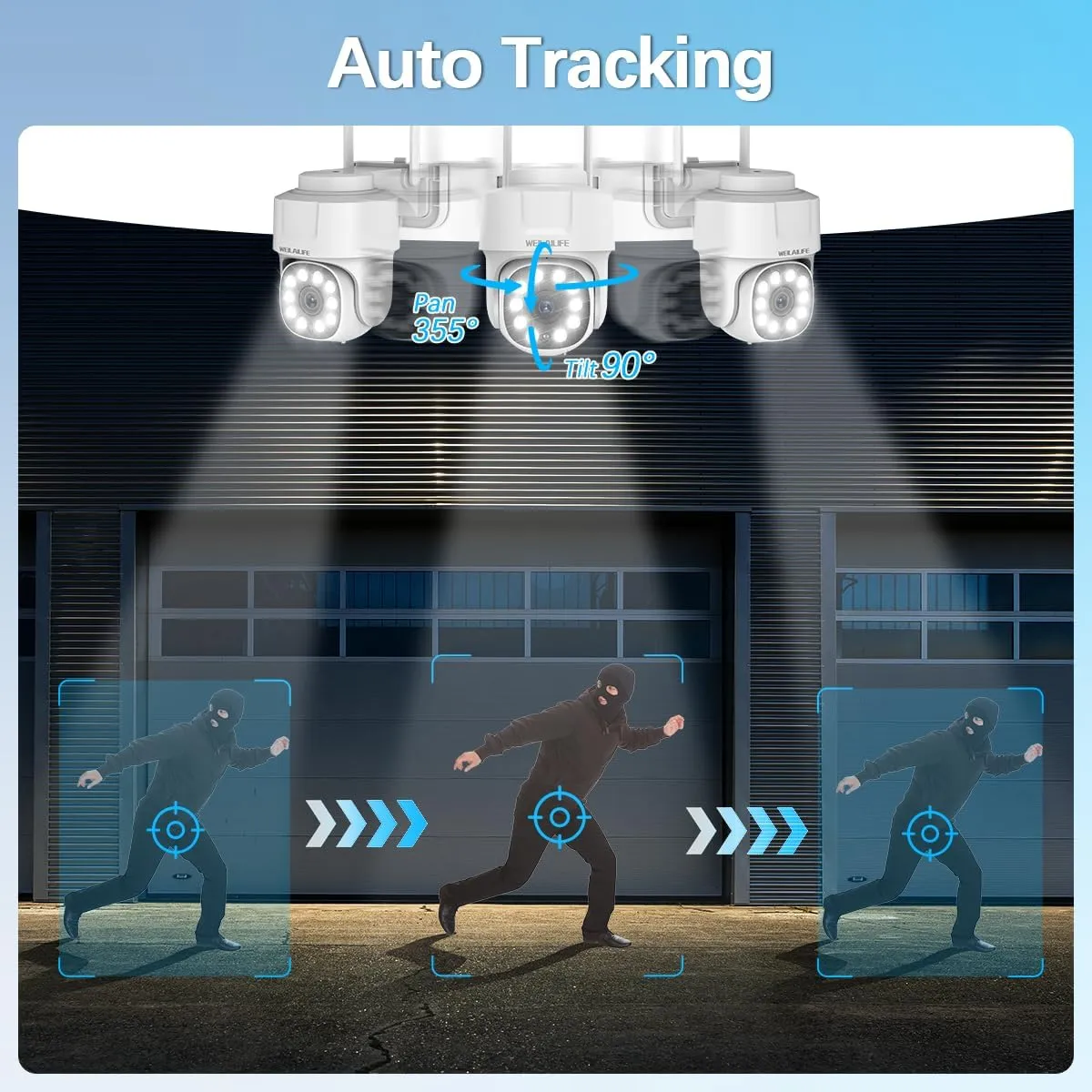 2-Way Audio Outdoor Wireless Security Camera System, WiFi PTZ Camera Systems, Home Video Surveillance CamerasSurveillance DVR Kits
