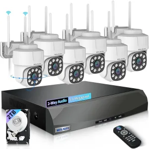 2-Way Audio Outdoor Wireless Security Camera System, WiFi PTZ Camera Systems, Home Video Surveillance CamerasSurveillance DVR Kits