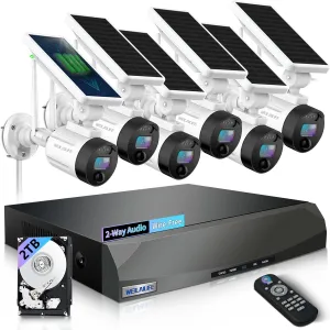 2-Way Audio Solar Powered Security Camera System, Wireless Rechargeable Security Cameras System, Home Video Surveillance Camera System