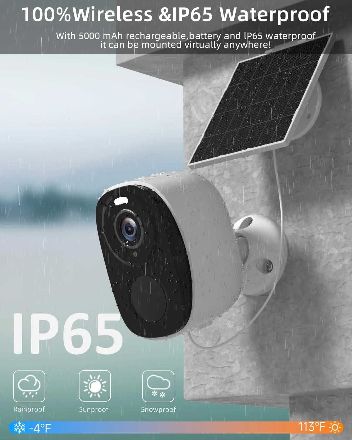 2.4&5ghz WiFi Solar Security Cameras Wireless Outdoor,2K QHD Home Security System, 4 Cameras Kit with 130 Ultra-Wide View, 2-Way Talk, IP65,Color Night Vision, Spotlight & Siren (1, White)