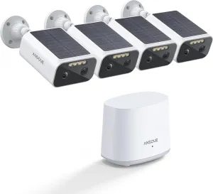 2K Security Cameras Wireless Outdoor, Color Night Vision, 365-Day Battery Life, No Subscription, Local Storage, Two-Way Audio, Solar Powered, Custom Alarm Zones, 4 Cam Kit
