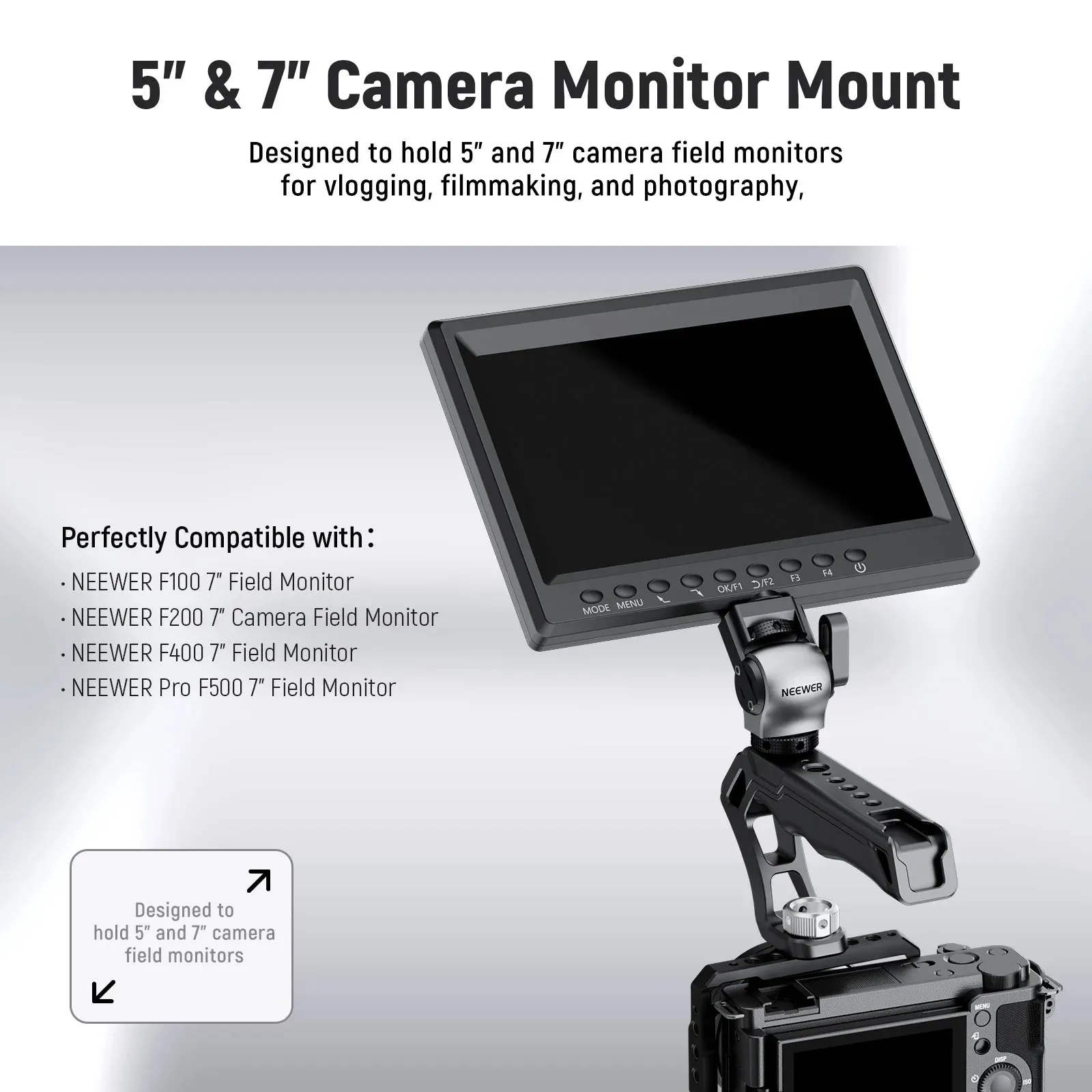 360 Swivel Camera Monitor Mount for Atomos Ninja v & 7 Field Monitors