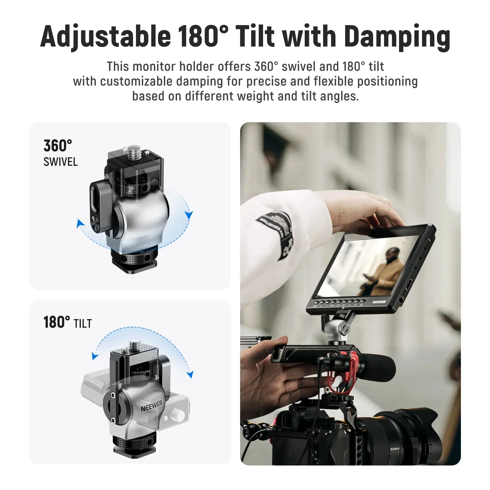 360 Swivel Camera Monitor Mount for Atomos Ninja v & 7 Field Monitors