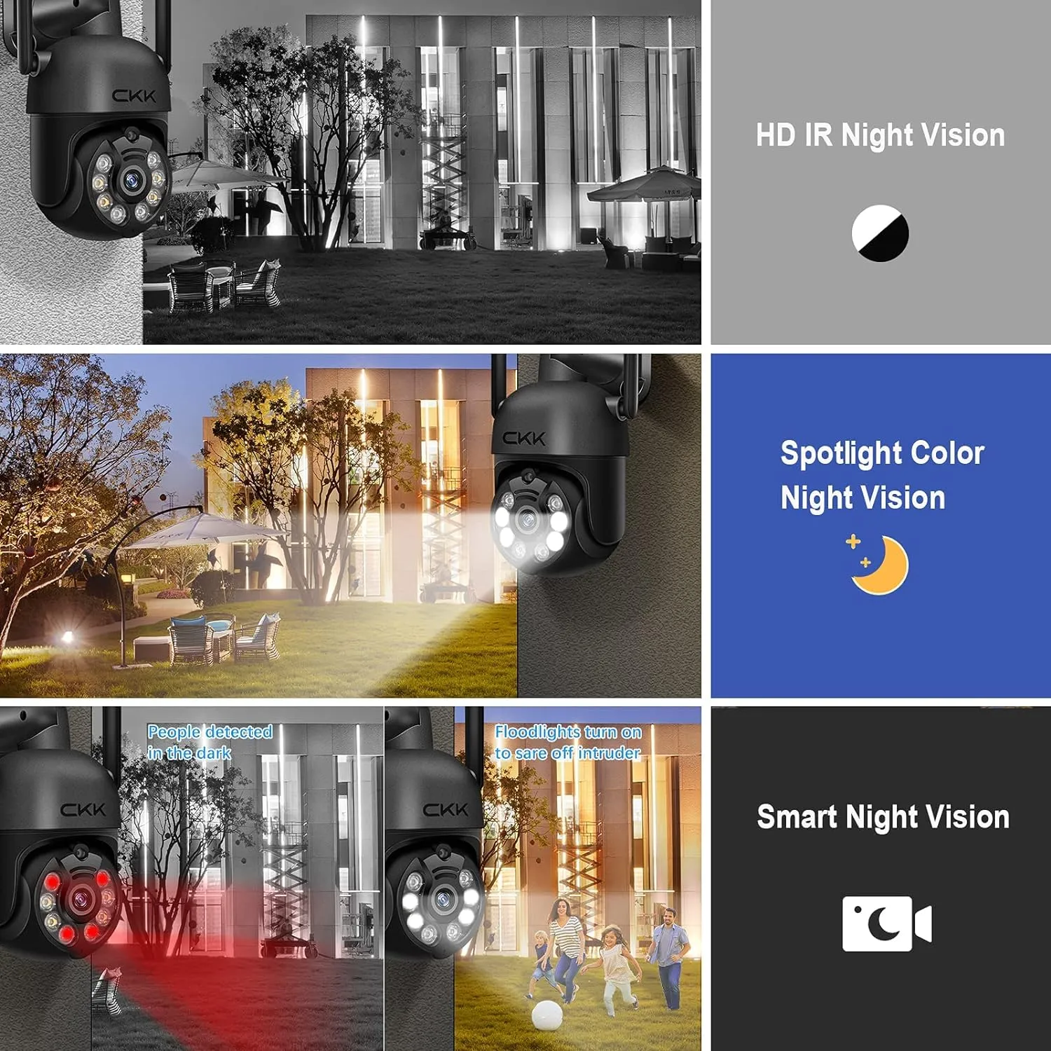 [3K, 360 View] 5MP Wireless Security Camera System, 4pcs 3K PTZ Cameras Outdoor Indoor, C102 Dual WiFi Surveillance System NVR with 4LED Floodlights & Siren Alarm, 2 Way Audio,Motion Sensor,1TB HDD