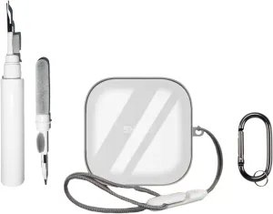 [4 in 1] Clear Case Compatible with SHOKZ OpenFit 2 with Keychain & Lanyard, Soft Transparent TPU Shockproof Protective Case with Cleaning Kit for Women Men