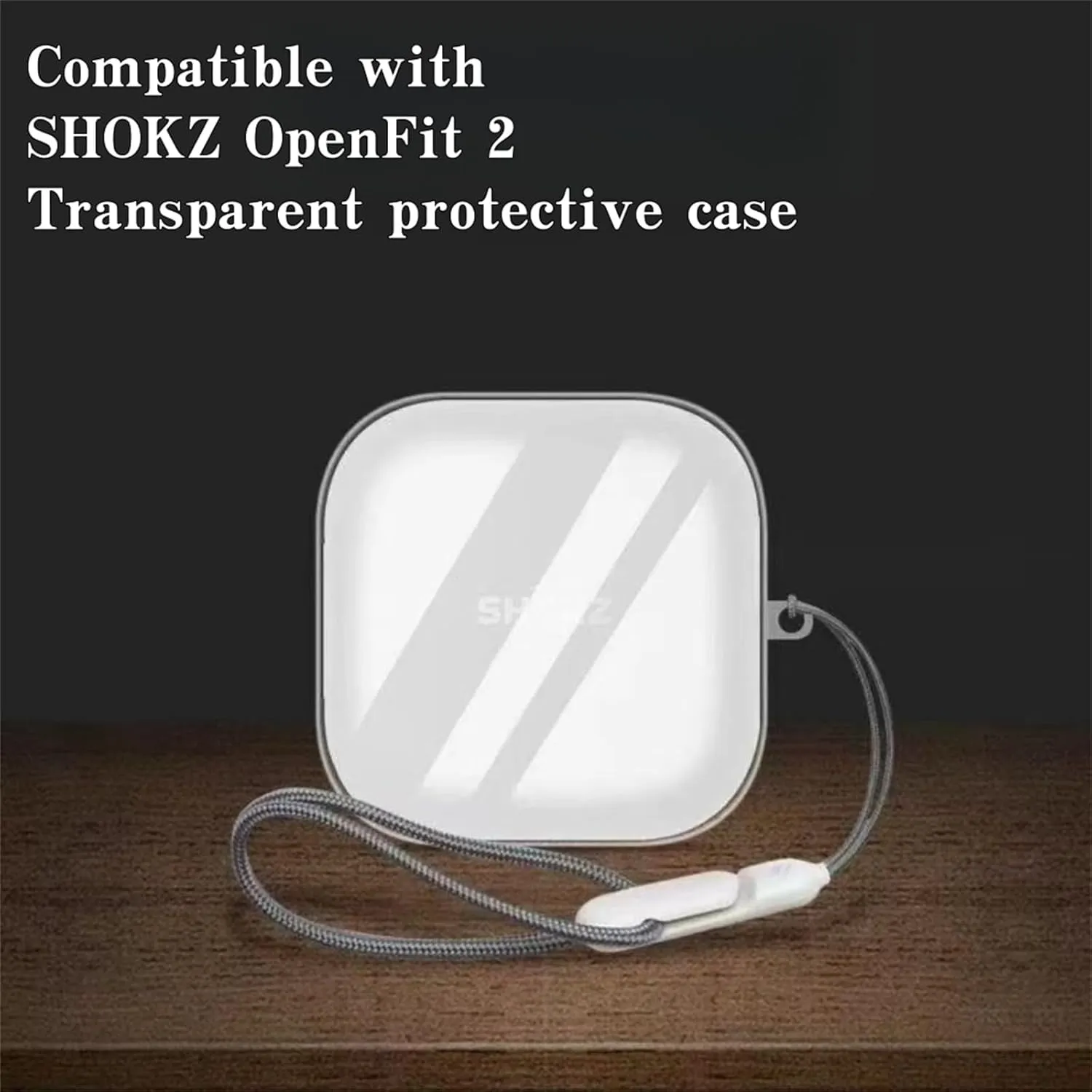 [4 in 1] Clear Case Compatible with SHOKZ OpenFit 2 with Keychain & Lanyard, Soft Transparent TPU Shockproof Protective Case with Cleaning Kit for Women Men