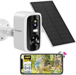 4MP Solar Security Camera Outdoor - Wireless Rechargeable Battery Cam with Spotlight/Siren, AI Human Detection, Color Night Vision, 2-Way Audio, IP65 Waterproof, Alexa, No Power Needed