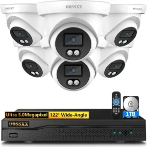 (5.0MP Definition Full HD) Wired Security Camera System Outdoor Dome Kits Home Video Surveillance Cameras CCTV Camera Security System Outside Surveillance Indoor