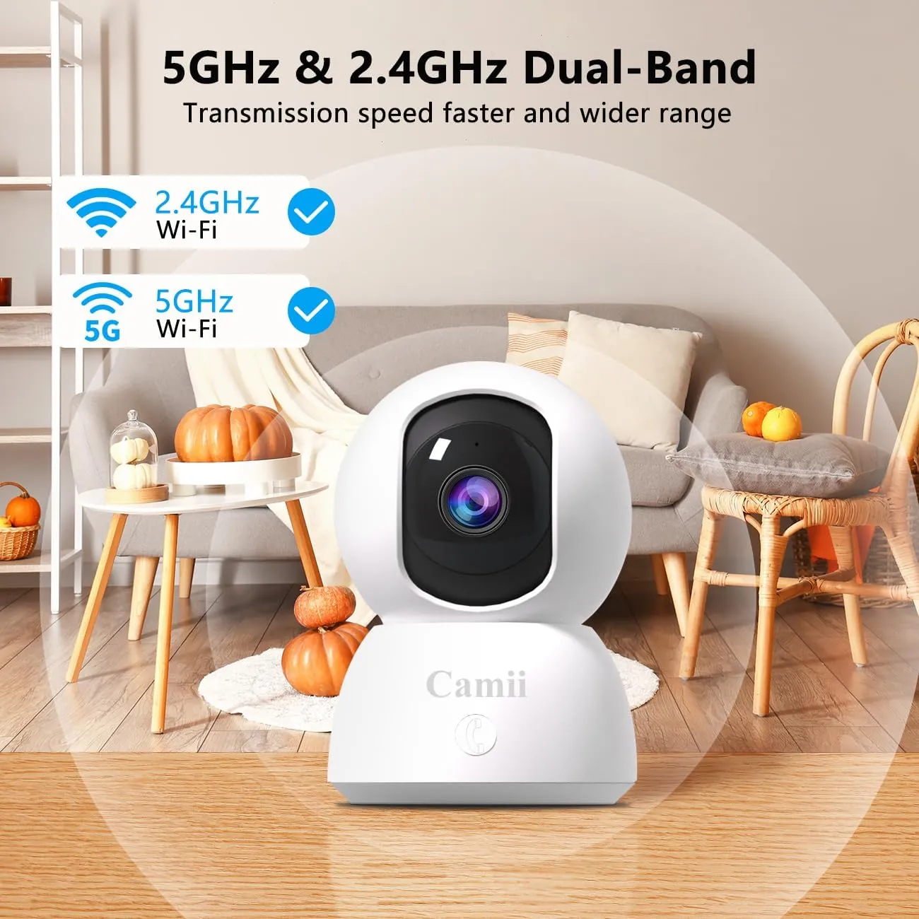 [5G & 2.4G] 2-Pack Indoor Security Cameras, 2K Cameras for Home Security with Night Vision, Baby/Dog/Pet/Elder Camera with Phone App, Auto Tracking, Human/Pet Detection, Cloud&SD Storage