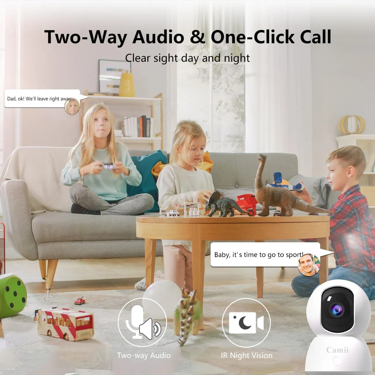 [5G & 2.4G] 2-Pack Indoor Security Cameras, 2K Cameras for Home Security with Night Vision, Baby/Dog/Pet/Elder Camera with Phone App, Auto Tracking, Human/Pet Detection, Cloud&SD Storage