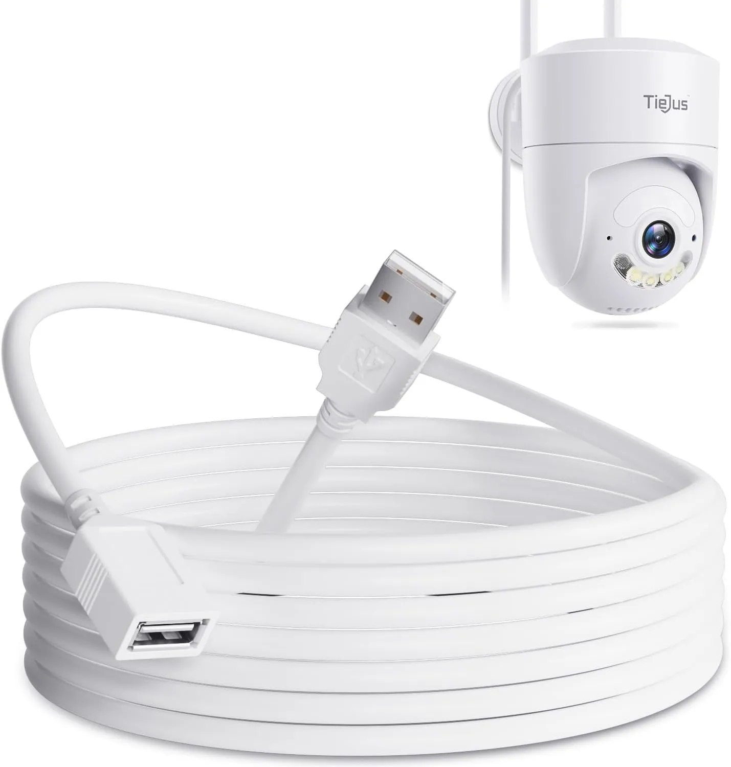5G/2.4G WiFi Security Camera Outdoor,24/7 Recording Home Security Cameras 2K,360 PTZ Wired Cameras for Home Security Outside 10ft USB Extension Cable for Security Camera, 3 Meter USB Extender