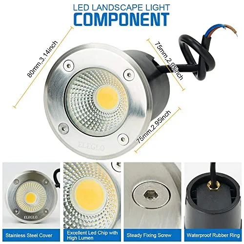 7w LED Well Lights with Wire Connectrs, Low Voltage Led Landscape Lights ,12V Landscape Lighting IP67 Waterproof for Garden,Driveway, Deck, Tree Up Lights( Warm White 8 Pack))