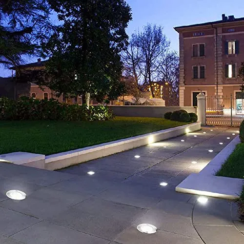 7w LED Well Lights with Wire Connectrs, Low Voltage Led Landscape Lights ,12V Landscape Lighting IP67 Waterproof for Garden,Driveway, Deck, Tree Up Lights( Warm White 8 Pack))