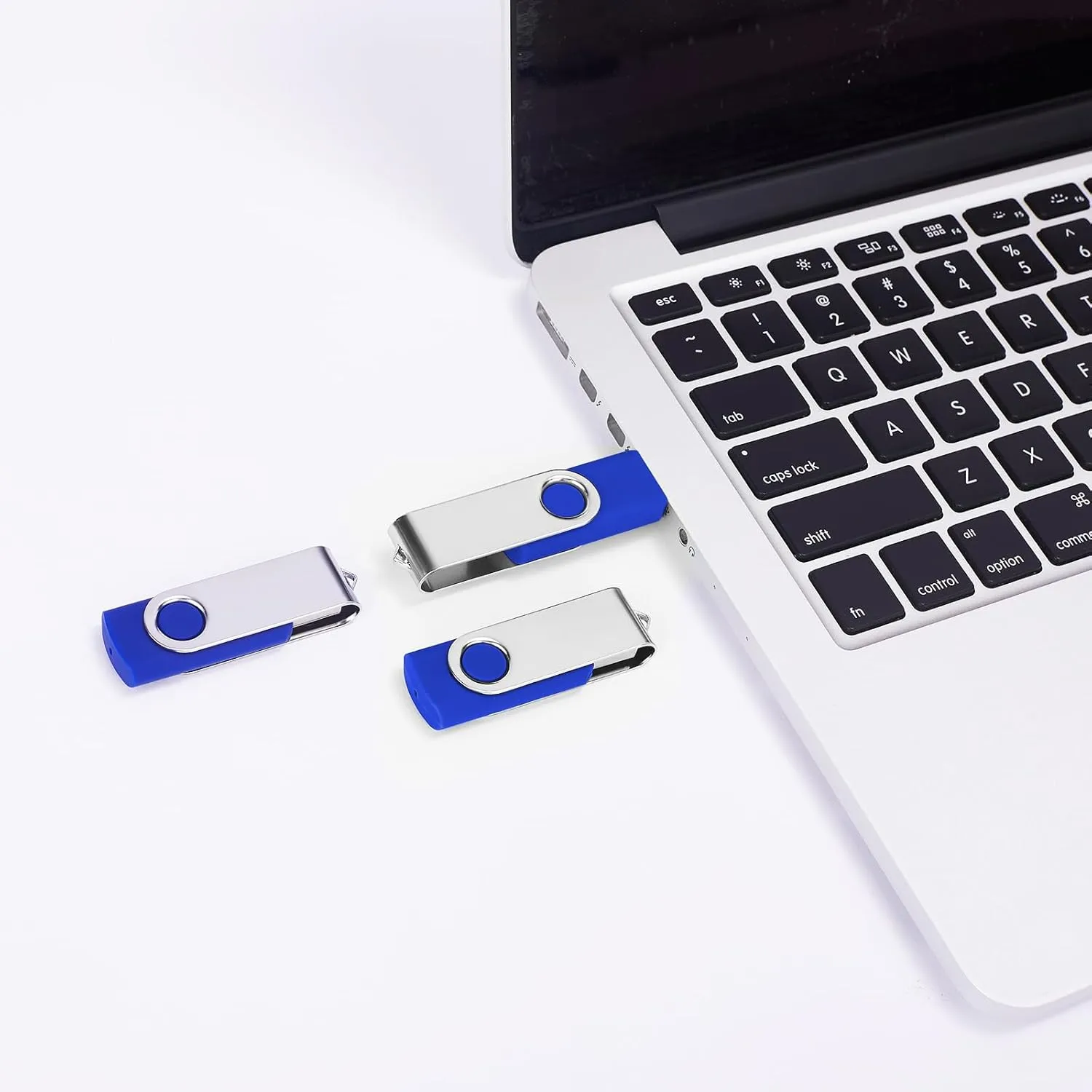 8GB Bulk USB Flash Drives 20 Pack, EASTBULL USB 2.0 Swivel USB Stick Bulk Gig Stick Metal Thumb Fold Storage (Blue)