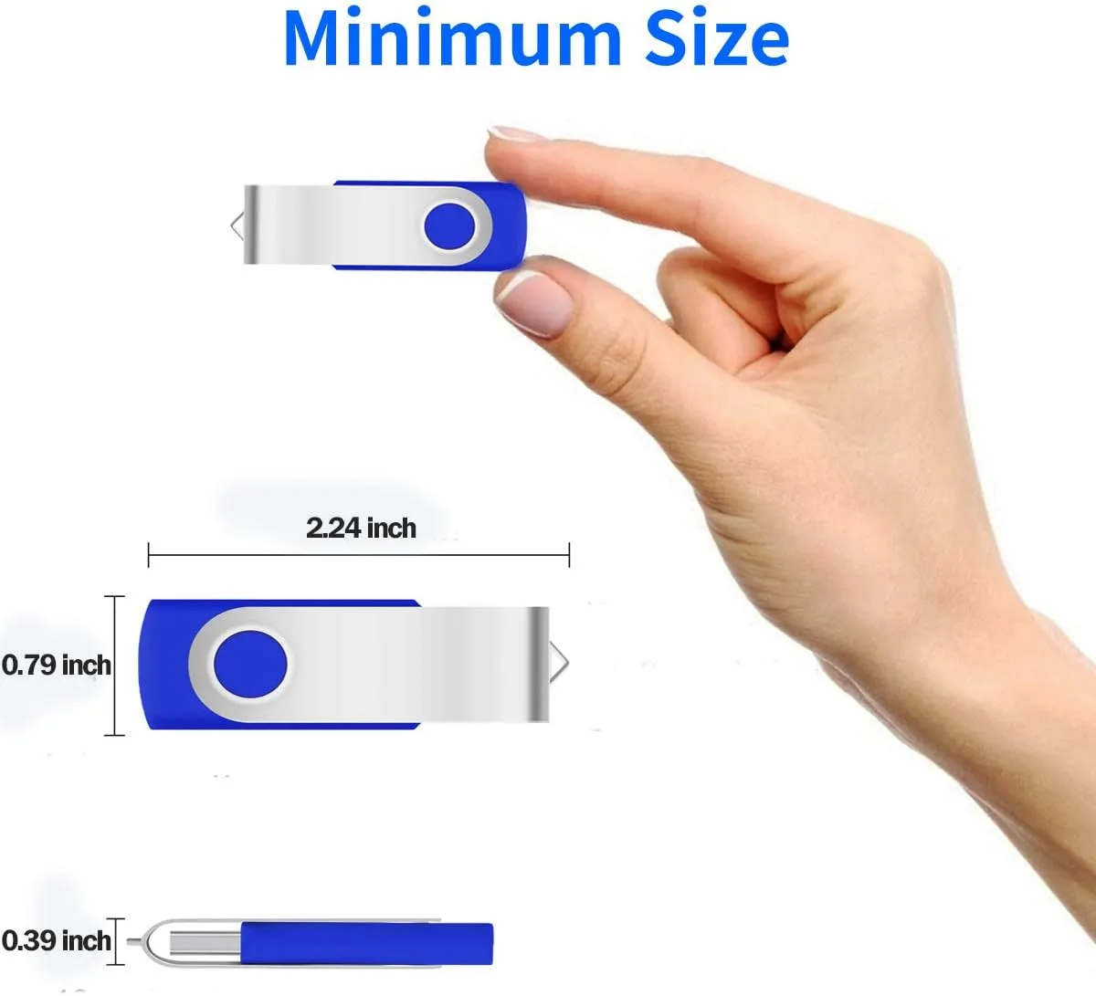 8GB Bulk USB Flash Drives 20 Pack, EASTBULL USB 2.0 Swivel USB Stick Bulk Gig Stick Metal Thumb Fold Storage (Blue)