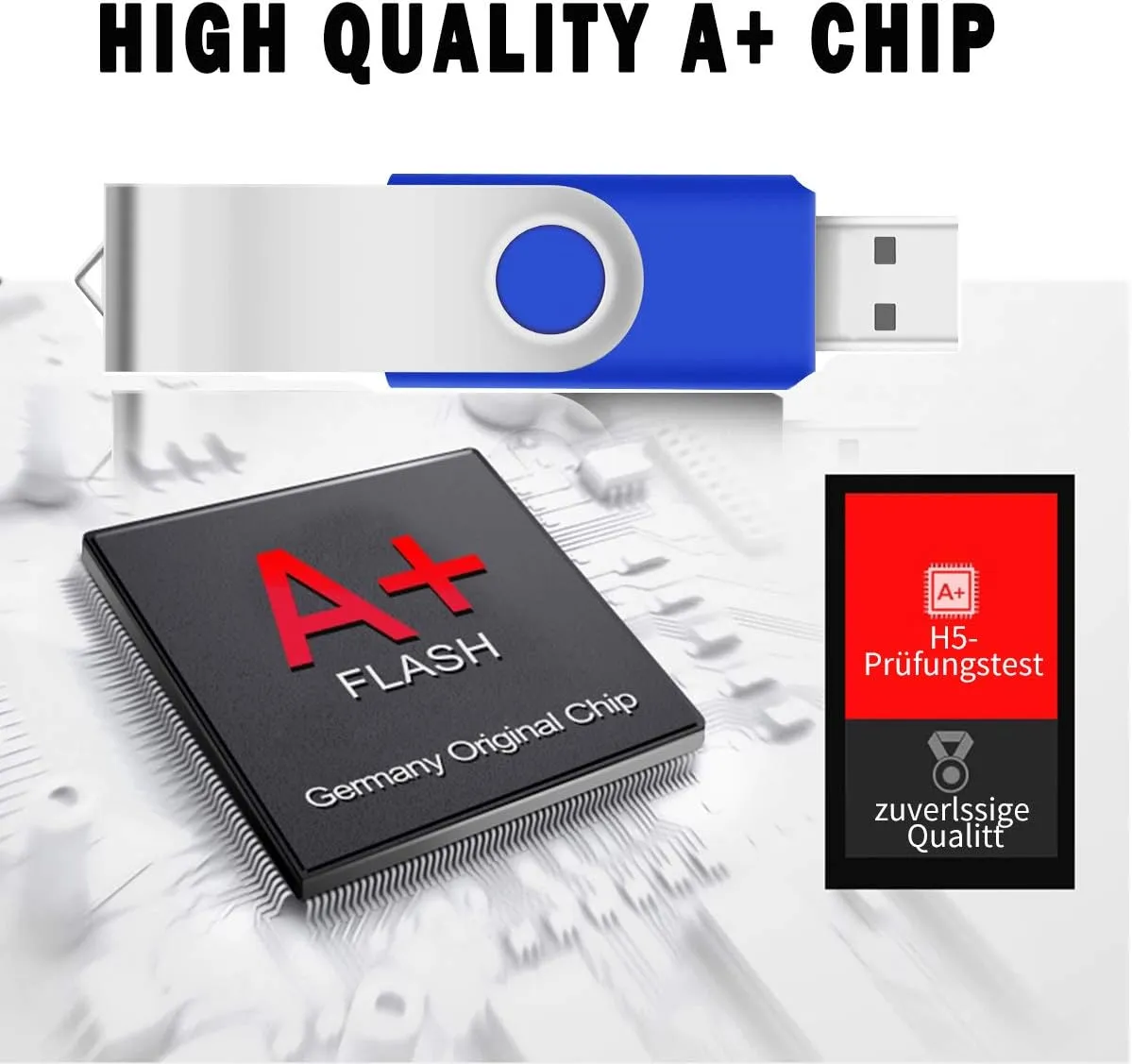 8GB Bulk USB Flash Drives 20 Pack, EASTBULL USB 2.0 Swivel USB Stick Bulk Gig Stick Metal Thumb Fold Storage (Blue)