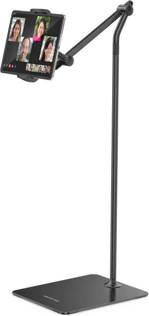 AboveTEK Tablet Floor Stand,Stylish Adjustable Height iPad Floor Stand with Stable Base,Aluminum 360 Rotation Holder for Sofa Bed,Fits 4.7-13.5"iPad Pro 12.9/Air/Mini,Galaxy Tab,iPhone,Kindle(Black)