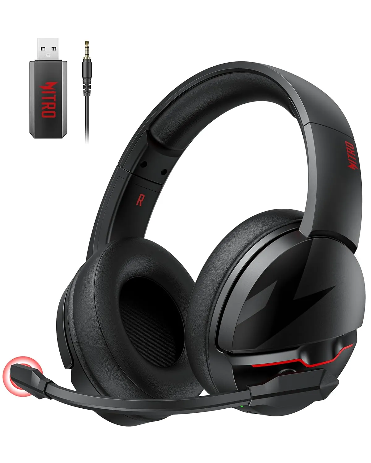 Acer Nitro Wireless Gaming Headset | Non-Stop 100H Battery | Dynamic 50mm Drivers | Clear Voice Mic | Bluetooth5.3, 3.5mm | Gaming Headphones for PC, Meeting, Music, PS4 & PS5 Headset - Black