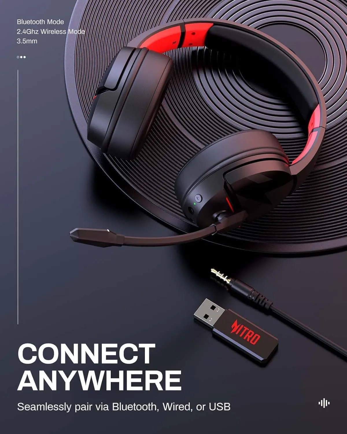 acer PS5 Headset | Non-Stop 100H Battery | Dynamic 50mm Drivers | Clear Voice Mic | Bluetooth5.3, 3.5mm | Gaming Headphones for PC, Meeting, Music, PS4 & Wireless Gaming Headset