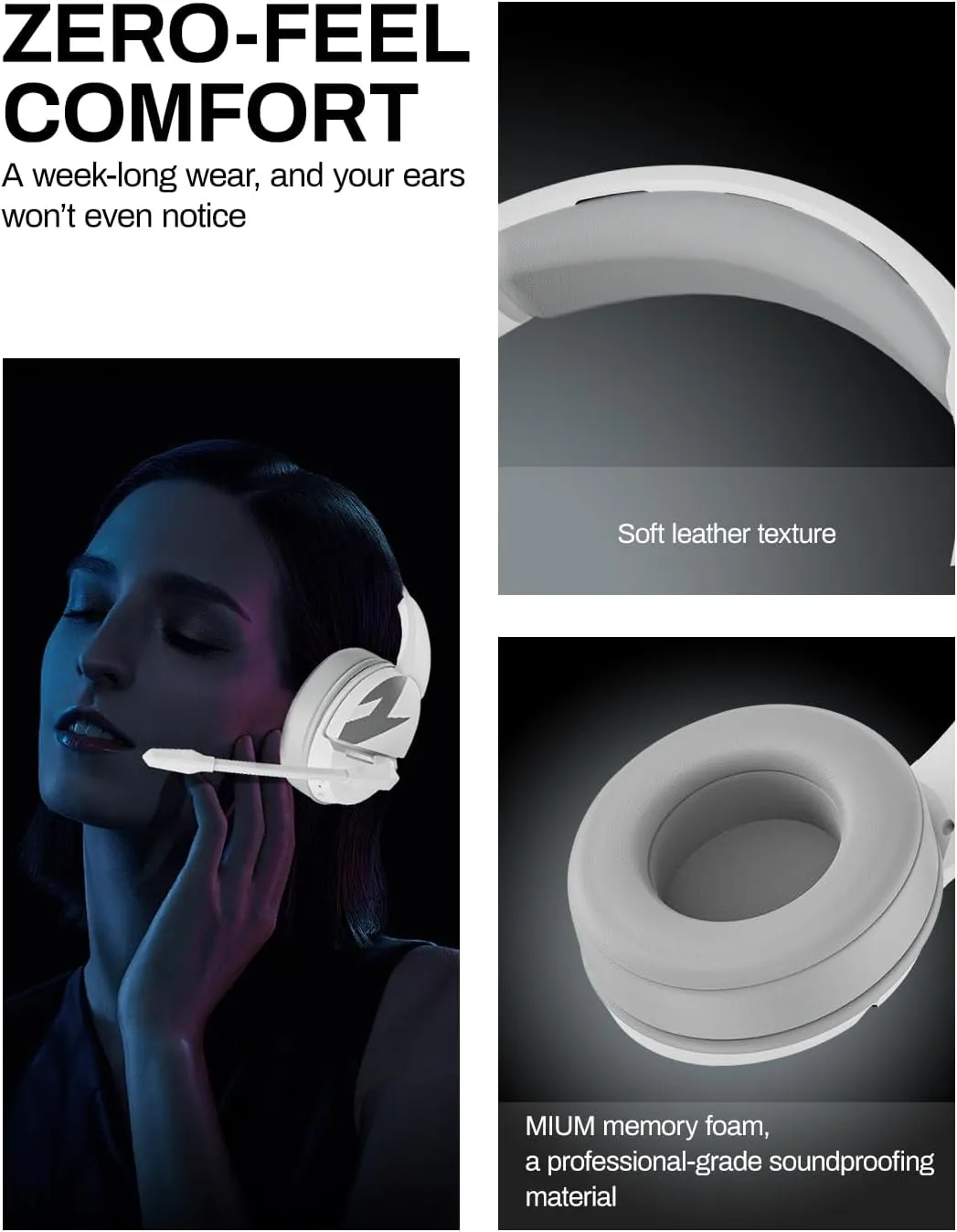 Acer PS5 Headset | Non-Stop 100H Battery | Dynamic 50mm Drivers | Clear Voice Mic | Bluetooth5.3, 3.5mm | Gaming Headphones for PC, Meeting, Music, PS4 Headset& Wireless Gaming Headset - White