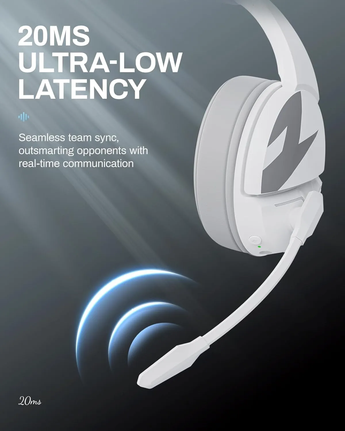 Acer PS5 Headset | Non-Stop 100H Battery | Dynamic 50mm Drivers | Clear Voice Mic | Bluetooth5.3, 3.5mm | Gaming Headphones for PC, Meeting, Music, PS4 Headset& Wireless Gaming Headset - White
