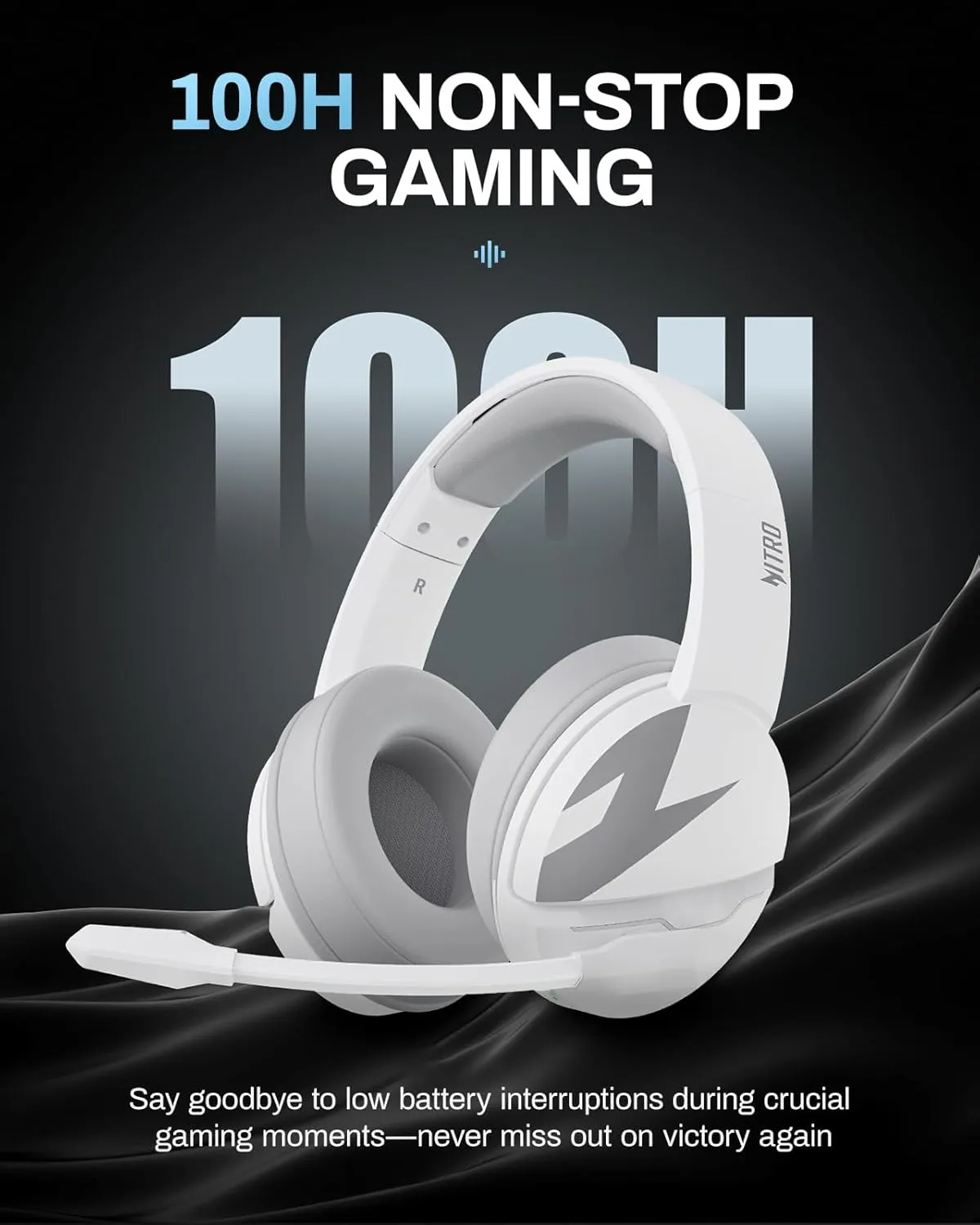 Acer PS5 Headset | Non-Stop 100H Battery | Dynamic 50mm Drivers | Clear Voice Mic | Bluetooth5.3, 3.5mm | Gaming Headphones for PC, Meeting, Music, PS4 Headset& Wireless Gaming Headset - White