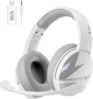 Acer PS5 Headset | Non-Stop 100H Battery | Dynamic 50mm Drivers | Clear Voice Mic | Bluetooth5.3, 3.5mm | Gaming Headphones for PC, Meeting, Music, PS4 Headset& Wireless Gaming Headset - White