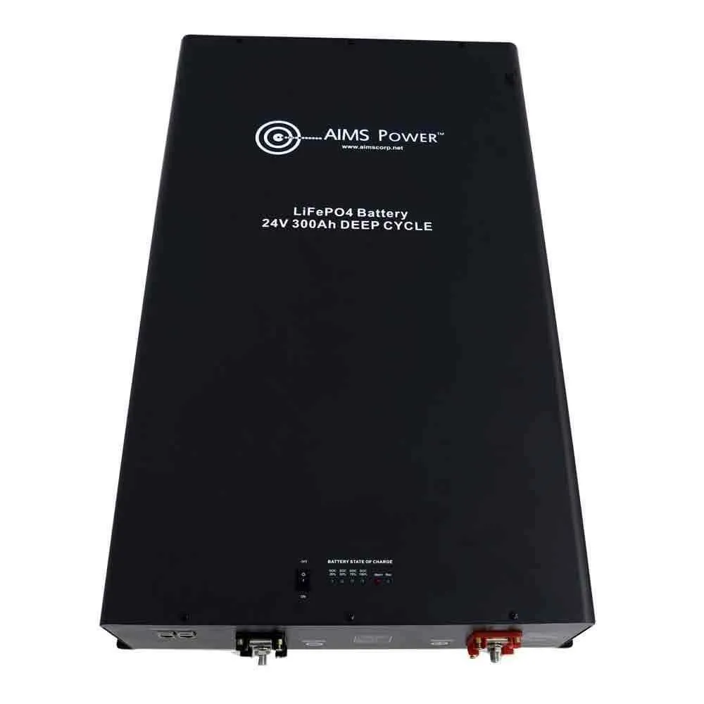 AIMS Lithium Battery 24V 300Ah LiFePO4 Industrial Grade Battery