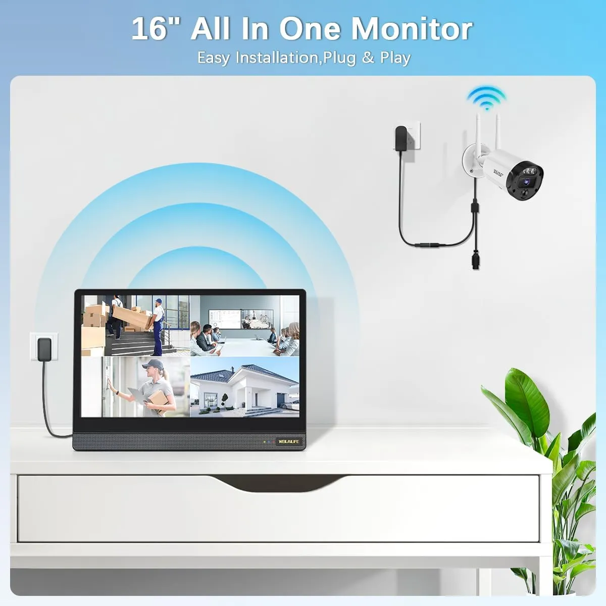 All-in-One Security System 5MP Outdoor Wireless Security Camera System, Home WiFi Video Security Cameras Systems, Surveillance DVR Kits