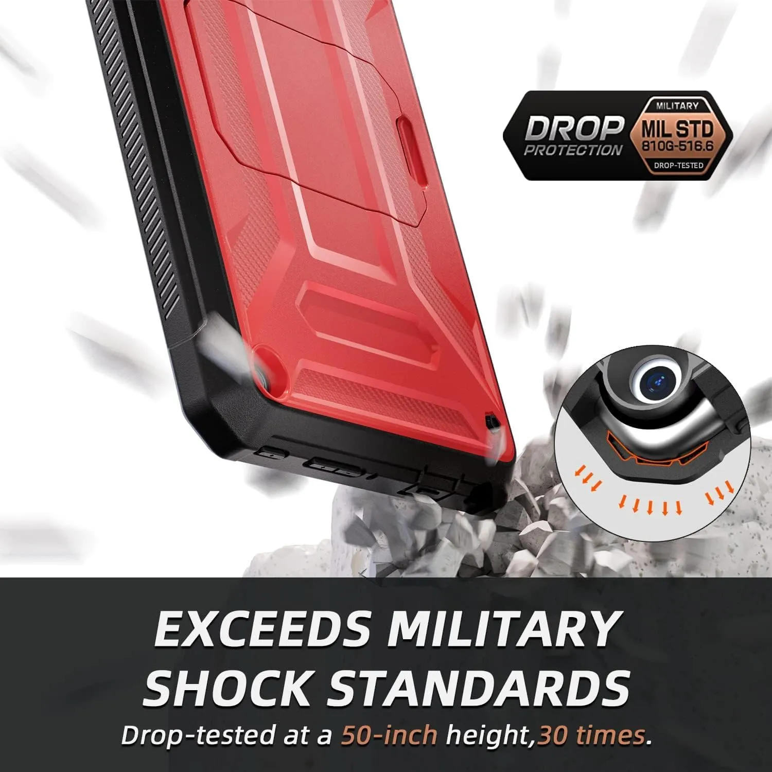 All-New 8 & 8 Plus Tablet 8,DJ&RPQ Incompatible iPad TCL Full Body Rugged Hands-Free Viewing Stand Back Cover with Screen Protector-Red