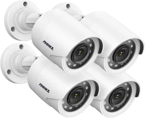 ANNKE 4 Packed 2.0MP 1080P 1920TVL Wired Security Camera Kits, HD TVI Add-on Outdoor CCTV Cameras, IR Night Vision, Weatherproof Housing, Home Surveillance Bullet Cam