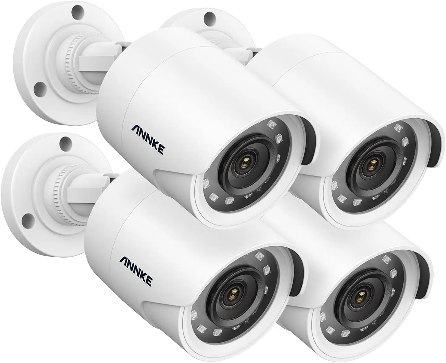 ANNKE 4 Packed 2.0MP 1080P 1920TVL Wired Security Camera Kits, HD TVI Add-on Outdoor CCTV Cameras, IR Night Vision, Weatherproof Housing, Home Surveillance Bullet Cam