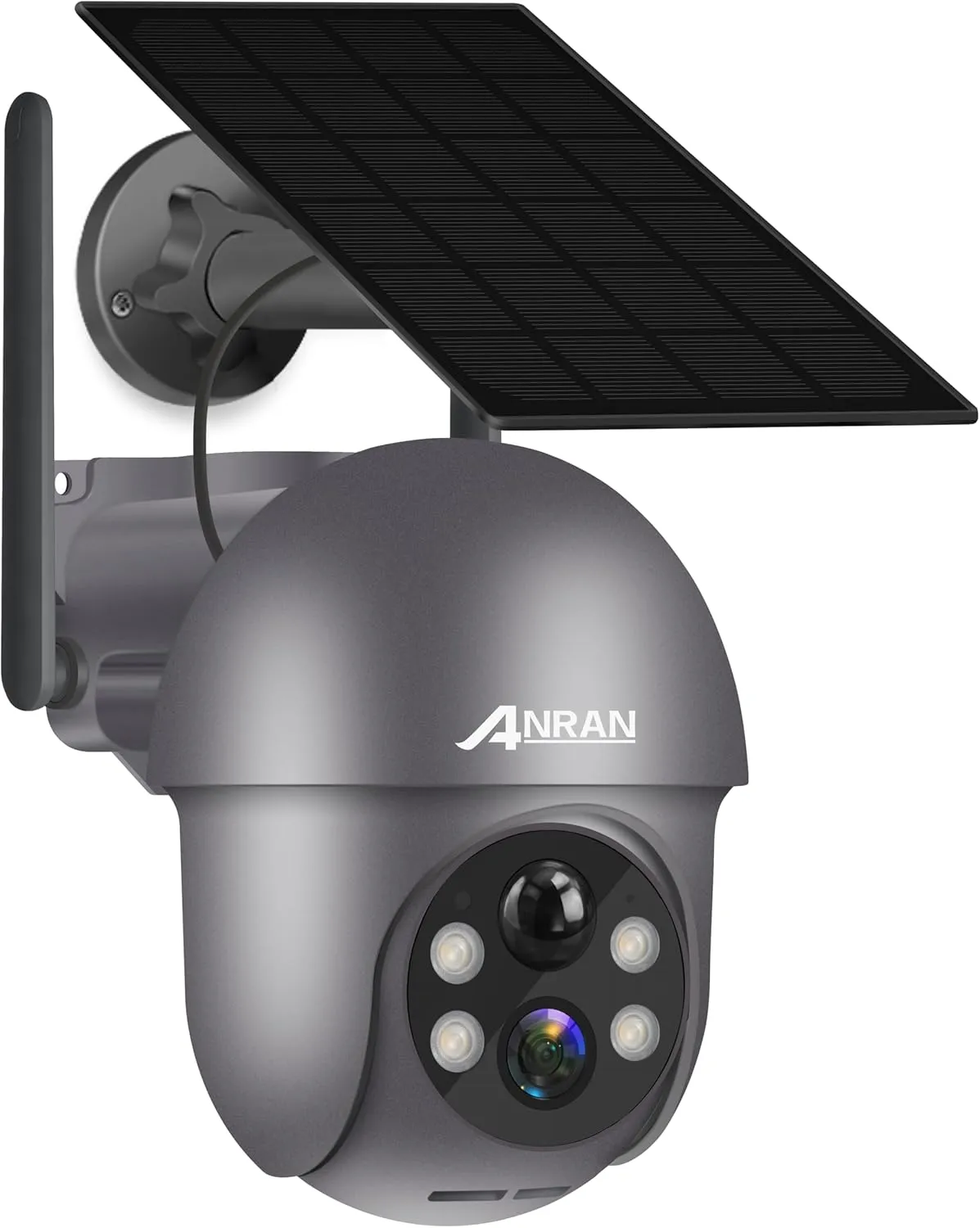 ANRAN Security Camera Wireless Outdoor with 360 View, 2K Solar Outdoor Camera with Smart Siren, Spotlights, Color Night Vision, PIR Human Detection, Pan Tilt Control, 2-Way Talk, IP65, Q1 Grey