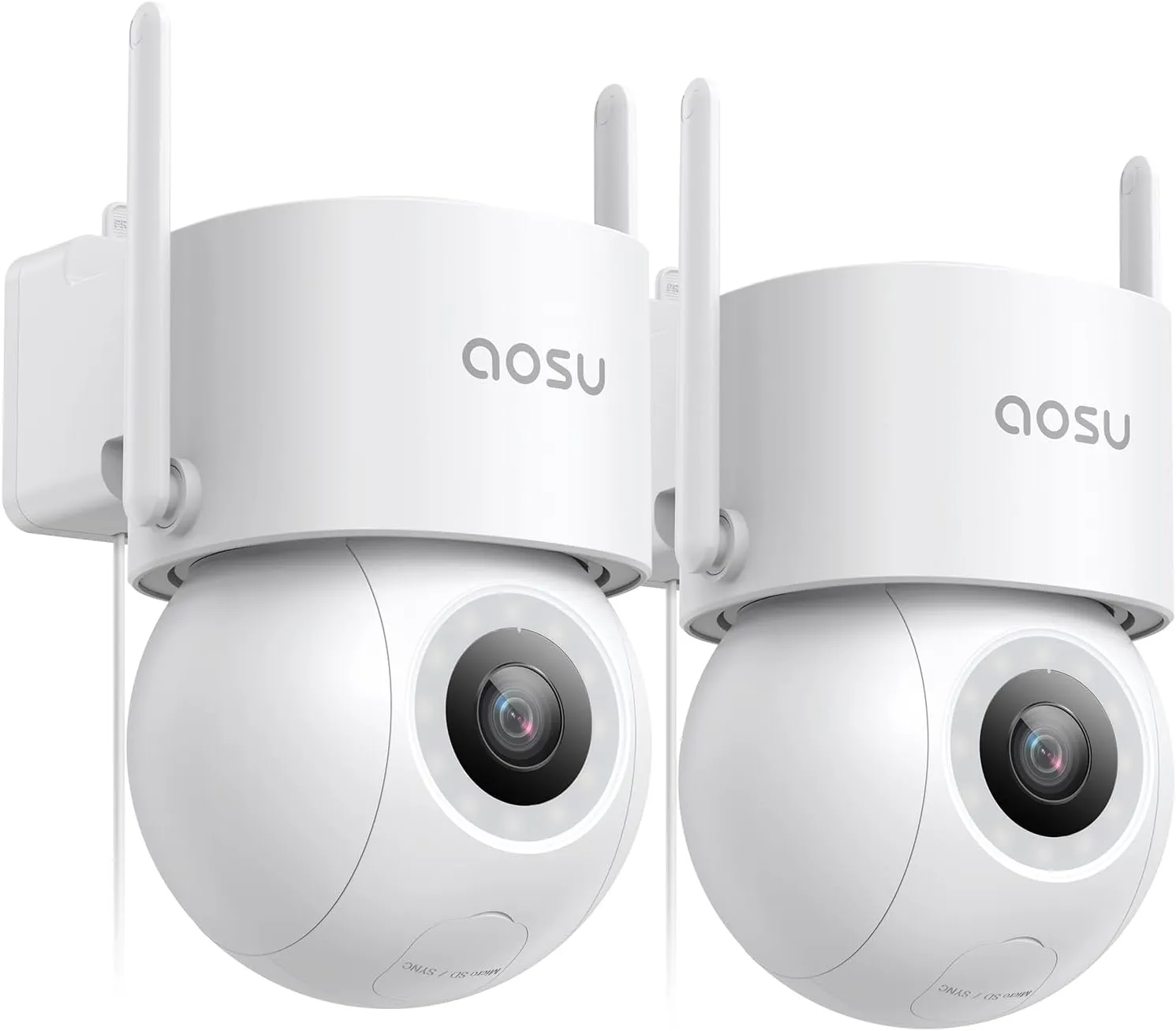 AOSU 2 Pack Wired Security Camera Outdoor - 3K Smart 24/7 Recording WiFi Camera for Home Security w/Sound Light Alerts, 360 View, Auto-Tracking, Camara de Seguridad para Casa (2.4Ghz WiFi Only)